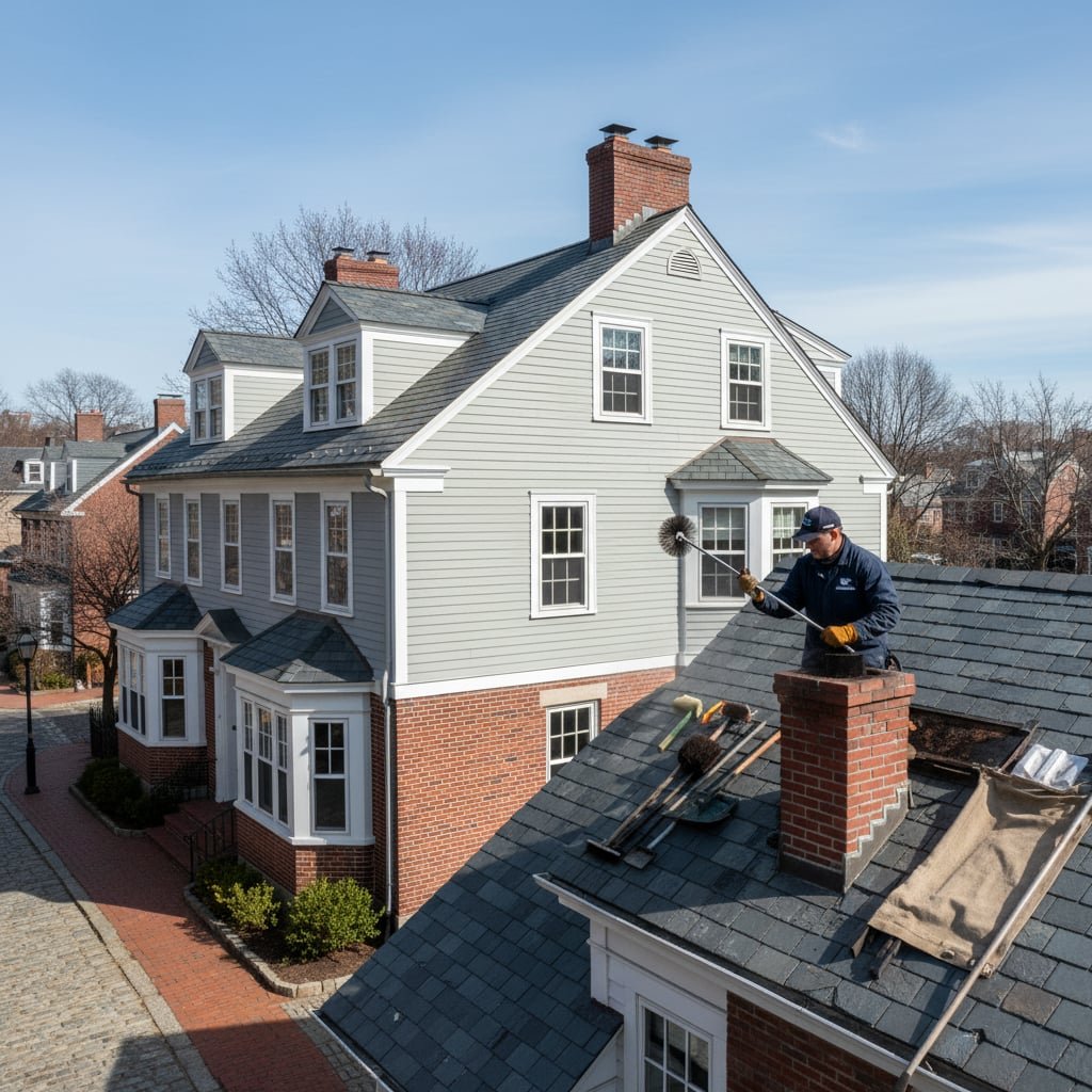 Trevor Chimney Sweep team working on chimney